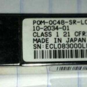 Cisco Genuine POM-OC48-SR-LC-C 10-2034-01 OC-48c/STM-16c SFP Transceiver Module