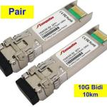 Pair - 10km 10G BiDi SFP+ Transceiver for Cisco, Allied Telesis, Arista Networks